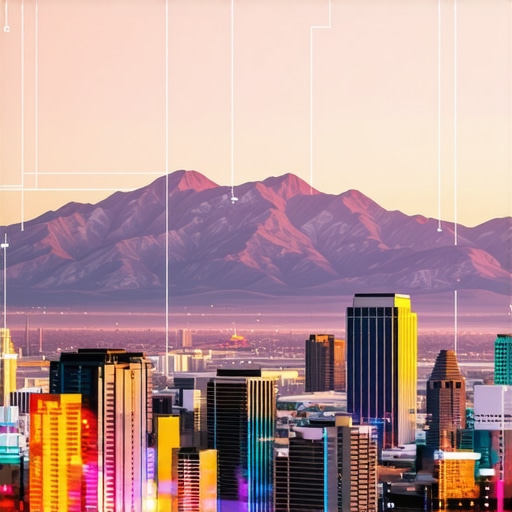 Nevada cityscape with AR marketing overlay and digital elements