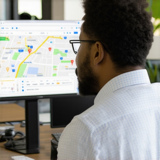 Business owner reviewing local SEO and Google Maps rankings