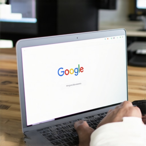 Business owner working on Google My Business profile on a laptop