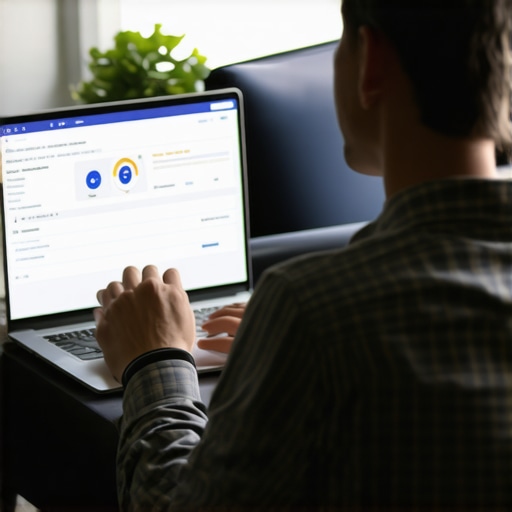 Marketing professional optimizing Google My Business profile on a laptop for local SEO in North Las Vegas.