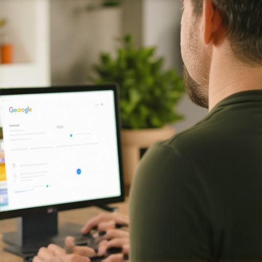 Business owner editing Google My Business profile on a laptop