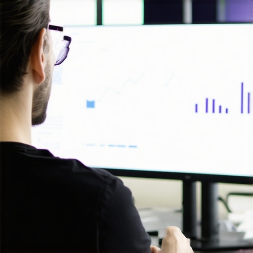 Digital Analyst Monitoring SEO Data A person analyzing local SEO metrics on a computer