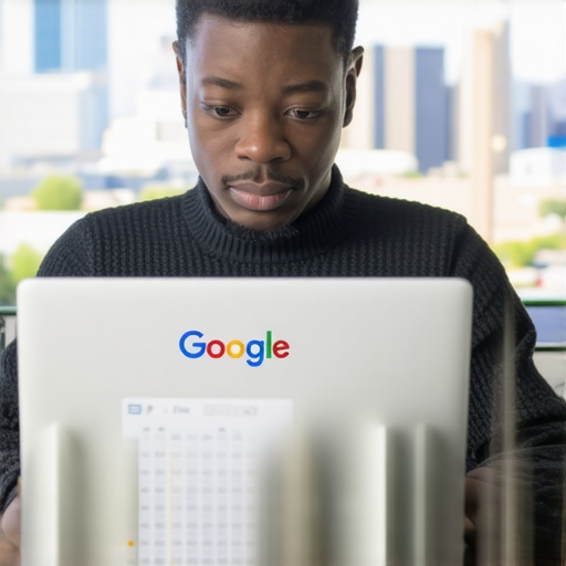 Optimizing GMB Profile in North Las Vegas Person updating Google My Business profile on a laptop with North Las Vegas city view