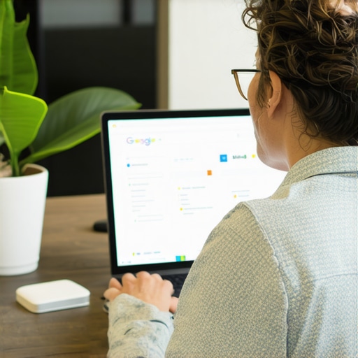 Optimizing GMB Profile in North Las Vegas Business owner editing Google My Business profile on a laptop