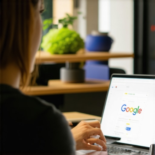 Business owner working on Google My Business profile in a North Las Vegas storefront