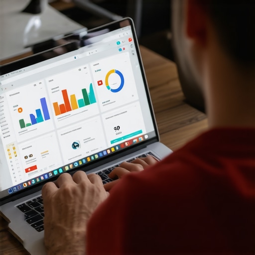 Person working on SEO analytics using a laptop with SEO tools open