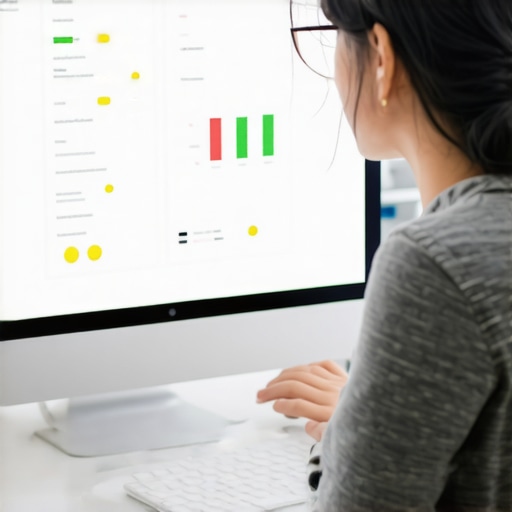 Person analyzing SEO performance metrics on a laptop with local SEO dashboards