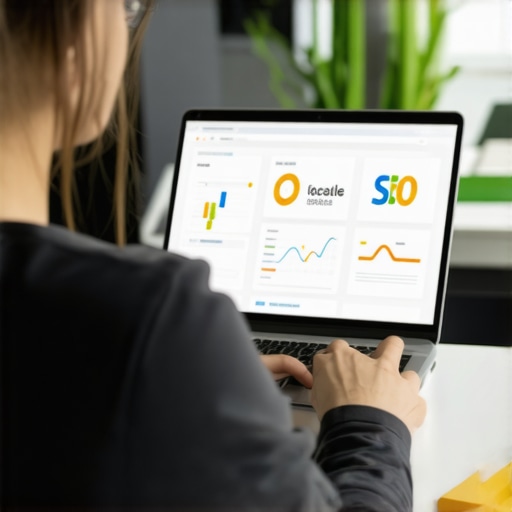 Person using SEO software on laptop to maintain Nevada local business rankings