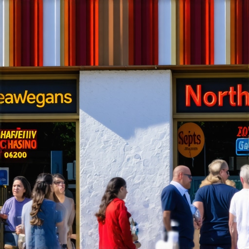 A lively North Las Vegas shopfront with engaging signage and customers