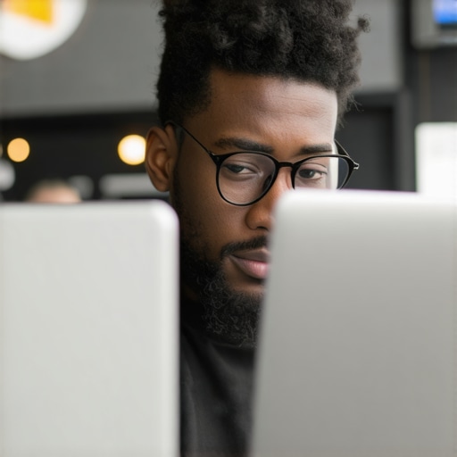 Business owner working on Google My Business profile for local SEO