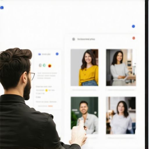 Business owner editing GMB profile on a computer with photos of storefront